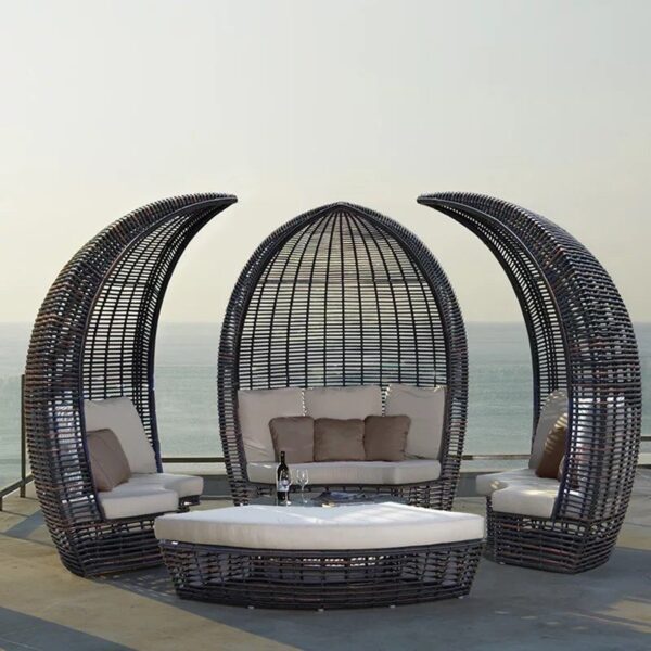 Handmade Rattan Outdoor Craft Furniture Bed - Image 4