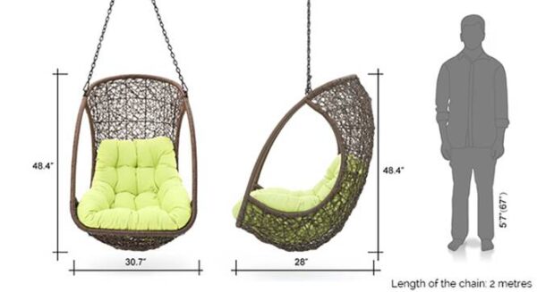 CRAFT FURNITURE SINGLE SEATER HANGING SWING WITHOUT STAND FOR BALCONY , GARDEN SWING