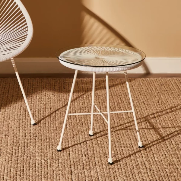 Craft Furniture Egg Outdoor Glass Top Side Table