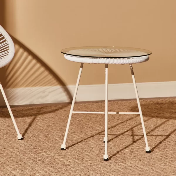 Craft Furniture Egg Outdoor Glass Top Side Table
