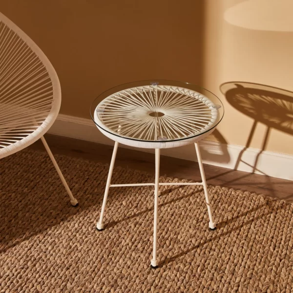Craft Furniture Egg Outdoor Glass Top Side Table