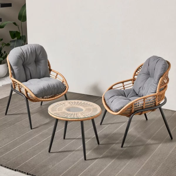 Craft furniture Dorian 2-Seater Glass Top Tea Set