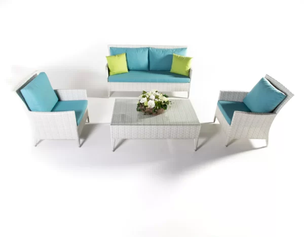 CRAFT FURNITURE OUTDOOR SOFA SET 2 SEATER , 2 SINGLE SEATER AND 1 CENTER TABLE (WHITE)