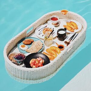 Craft Furniture Floating Tray, Serving Tray, Floating Breakfast Tray, Swimming Pool Floats Swimming Spas, Bath, and Parties (Oval White 100x50x20CM)