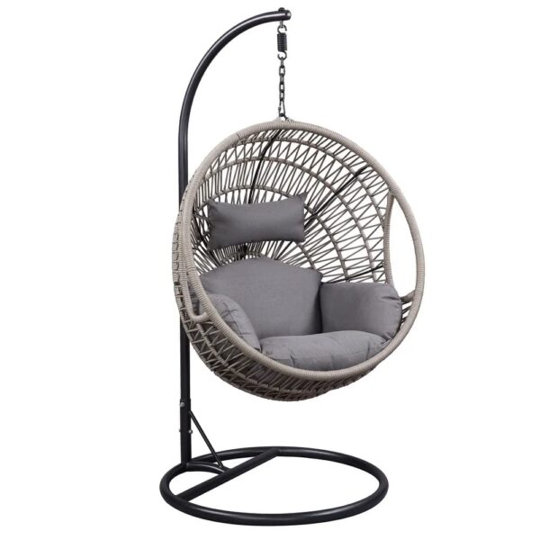 Craft Furniture COSTWAY Netted Rope Hanging Single Swing Chair for Balcony/Outdoor Swing Chair/ Swing for Home, Garden, Indoor/Balcony Hanging Chair (120 Kg Capacity, Grey