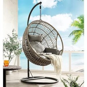 Craft Furniture COSTWAY Netted Rope Hanging Single Swing Chair for Balcony/Outdoor Swing Chair/ Swing for Home, Garden, Indoor/Balcony Hanging Chair (120 Kg Capacity, Grey