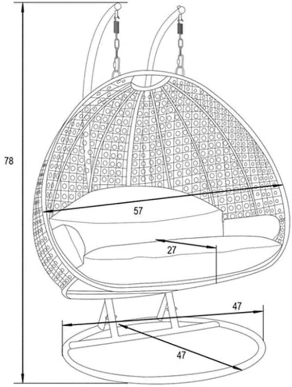 Craft Furniture :- Double Seater Hanging Swing with Dark Brown Cushion