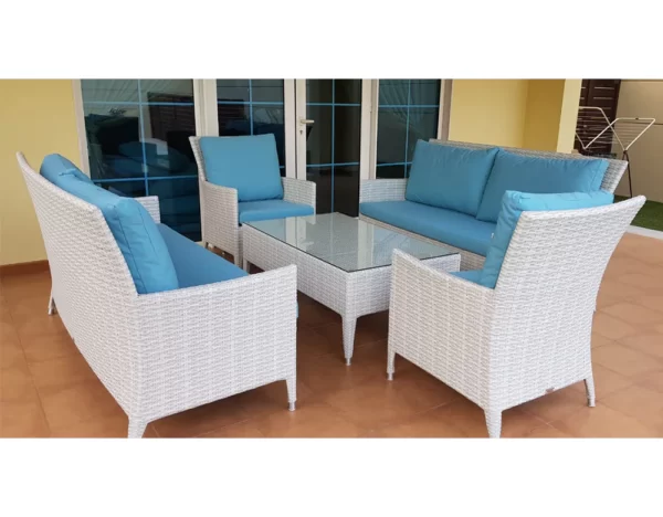 CRAFT FURNITURE OUTDOOR SOFA SET 2 SEATER , 2 SINGLE SEATER AND 1 CENTER TABLE (WHITE)