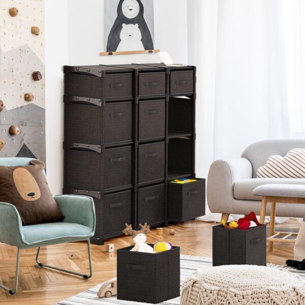 12 Cube Storage Organizer, Black Storage Cubes Organizer Shelves, Sturdy Cubbies Storage Shelves with Cube Storage Organizer Bins, DIY Cube Shelf Organizer for Bedroom, Playroom, Office, & Dorm, Black By Craft Furniture