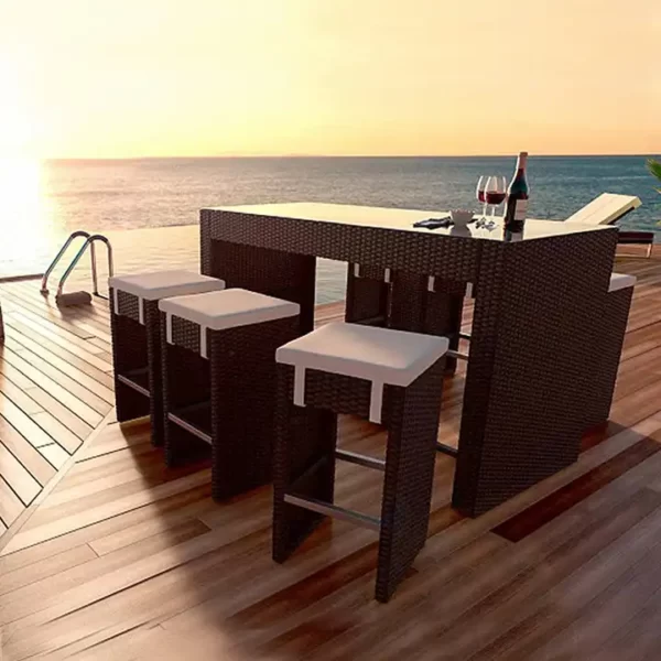 Craft Furniture Outdoor balcony leisure cane chair garden rattan bar table and chair combination