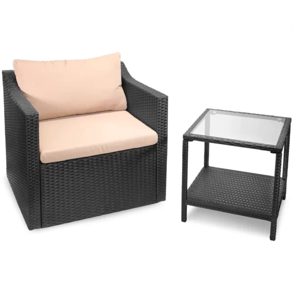 CRAFT FURNITURE :- OUTDOOR PATIO SEATING SET 2 CHAIRS AND 1 TABLE SET (BLACK)