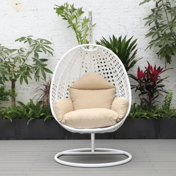 CRAFT FURNITURE SINGLE SEATER HANGING SWING WITH STAND FOR BALCONY , GARDEN (WHITE)