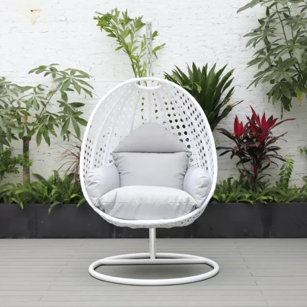 CRAFT FURNITURE SINGLE SEATER HANGING SWING WITH STAND FOR BALCONY , GARDEN (WHITE)