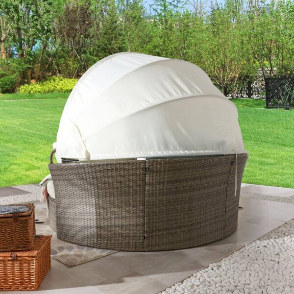 Rattan Round Outdoor Canopy Daybed, For Hotel Craft Furniture