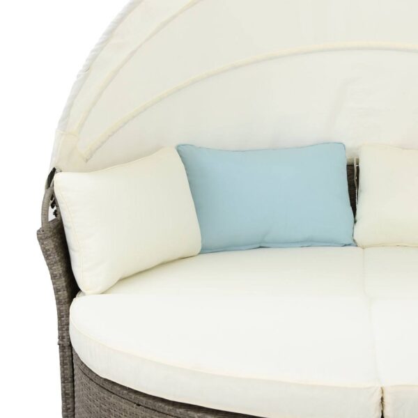 Rattan Round Outdoor Canopy Daybed, For Hotel Craft Furniture