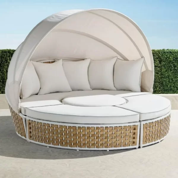 Rattan Round Outdoor Canopy Daybed, For Hotel Craft Furniture